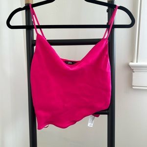 NWT Zara Pink Satin Crop Top